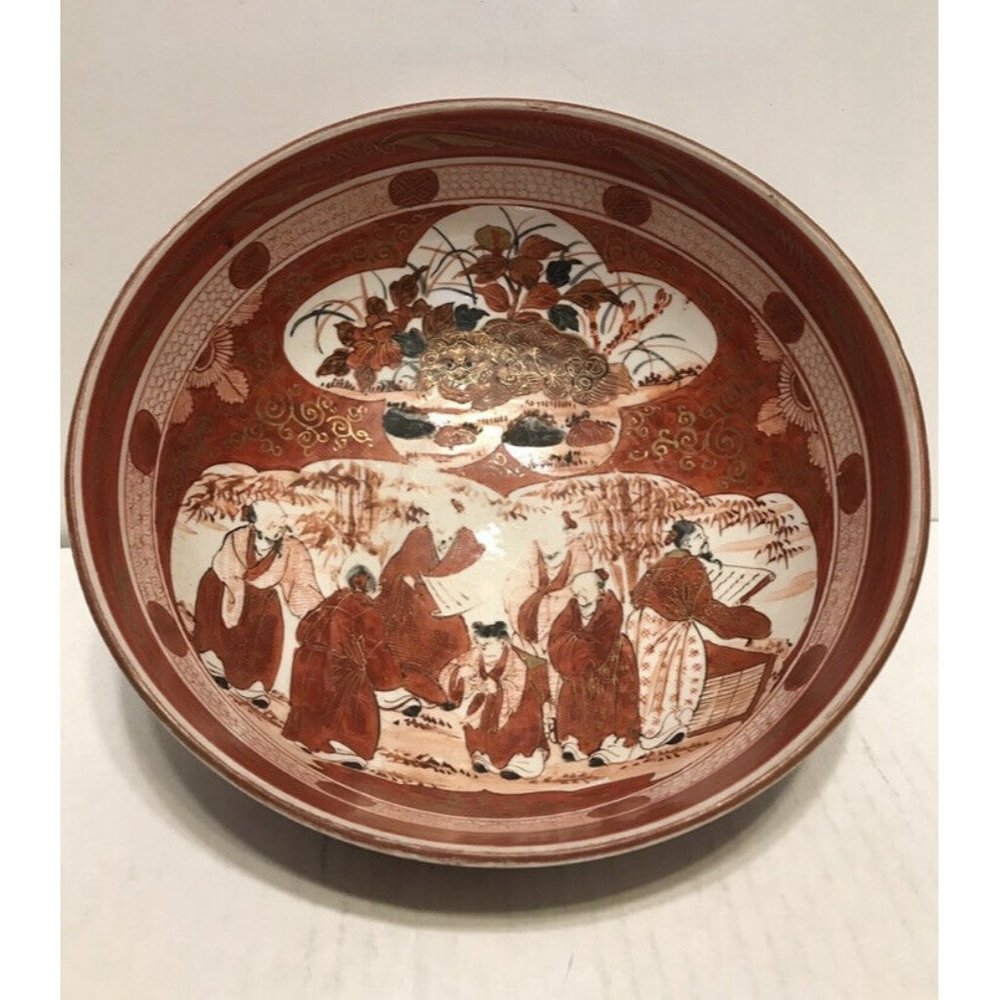 Fine Antique Japanese Kutani Bowl Deep Dish, 19th